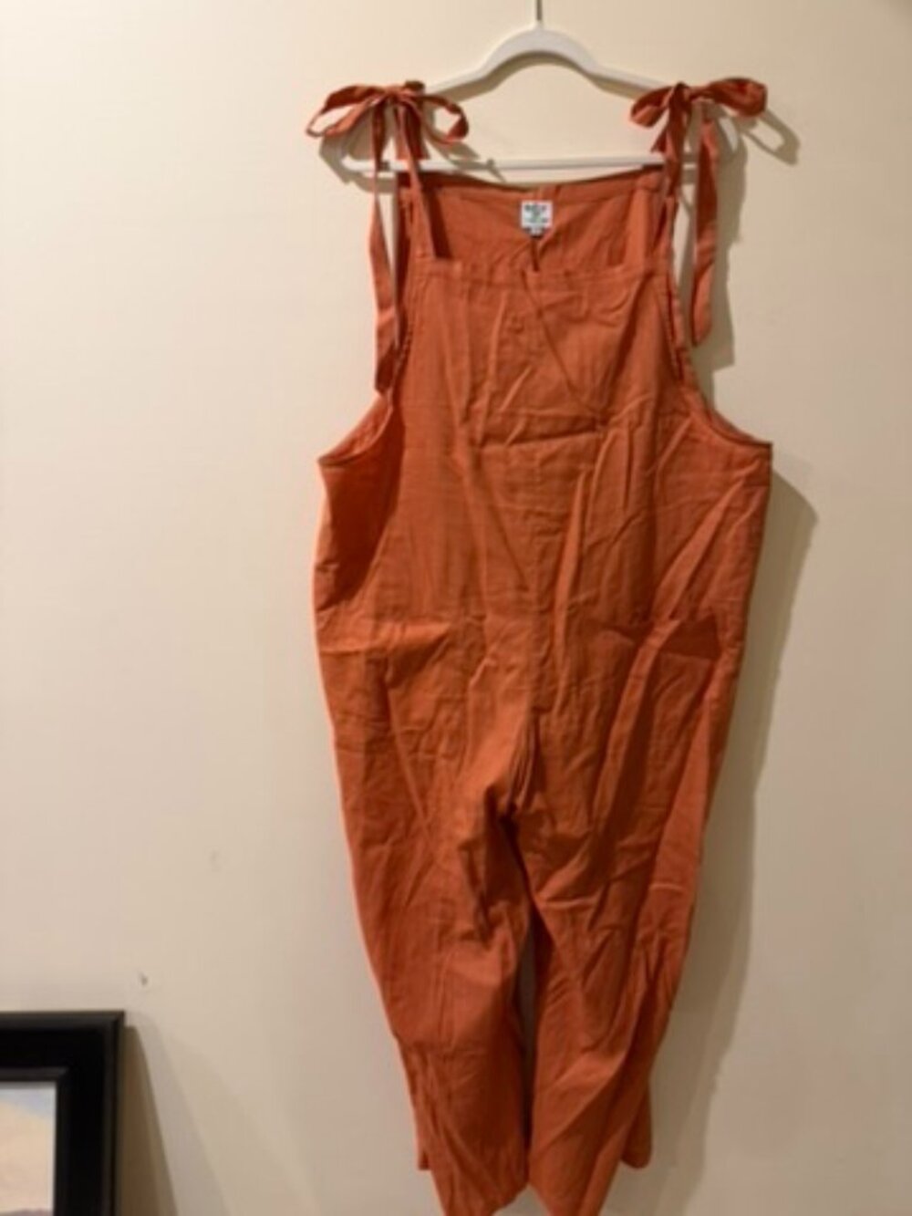 *NEW* PLUS-Size Bowtie Orange Cotton/Linen Overalls (Shiny By Nature)
